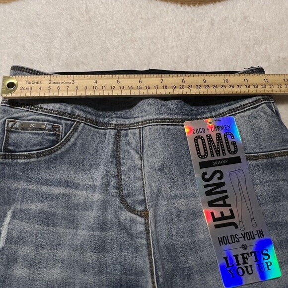 Coco + Carmen OMG Distressed Skinny Ankle Jeans Light Wash Pull On Pants Sz S - Picture 9 of 11